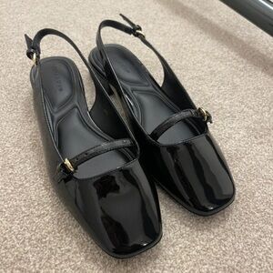 Primark Glossy Black Slingback Flats